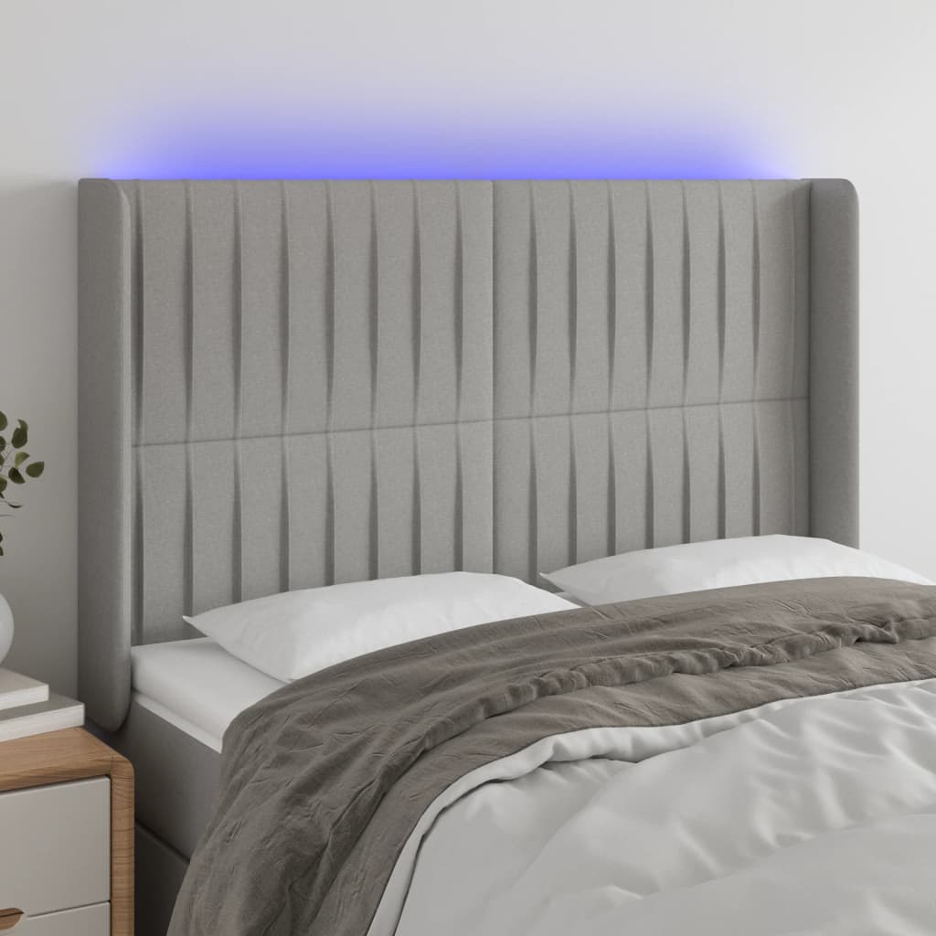 Tête de lit à LED Gris clair 147x16x118/128 cm Tissu - XIOS