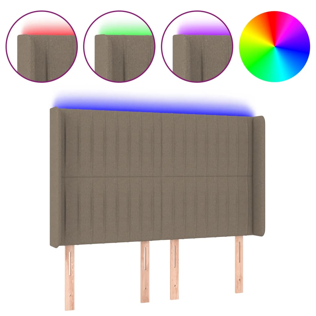 Tête de lit à LED Taupe 147x16x118/128 cm Tissu - XIOS