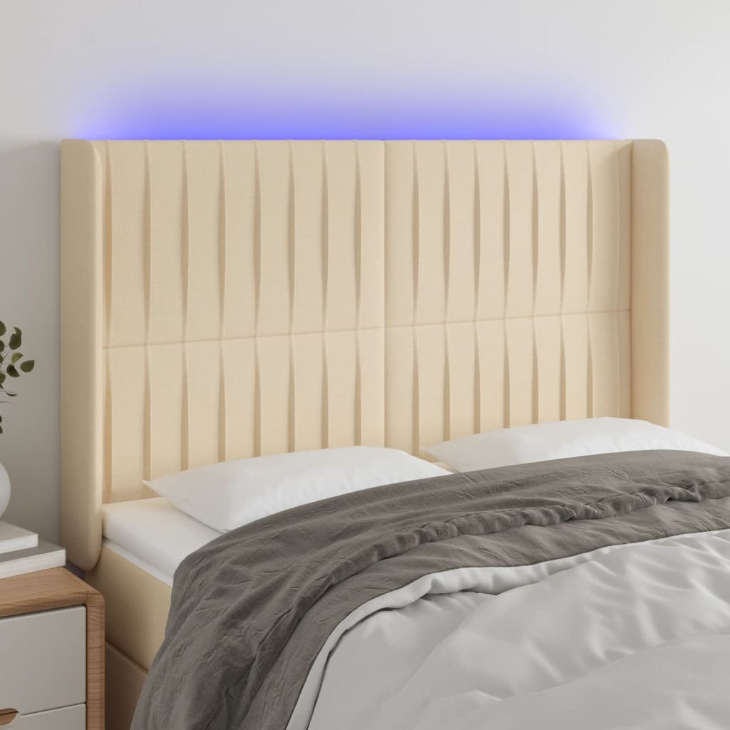 Tête de lit à LED Crème 147x16x118/128 cm Tissu - XIOS