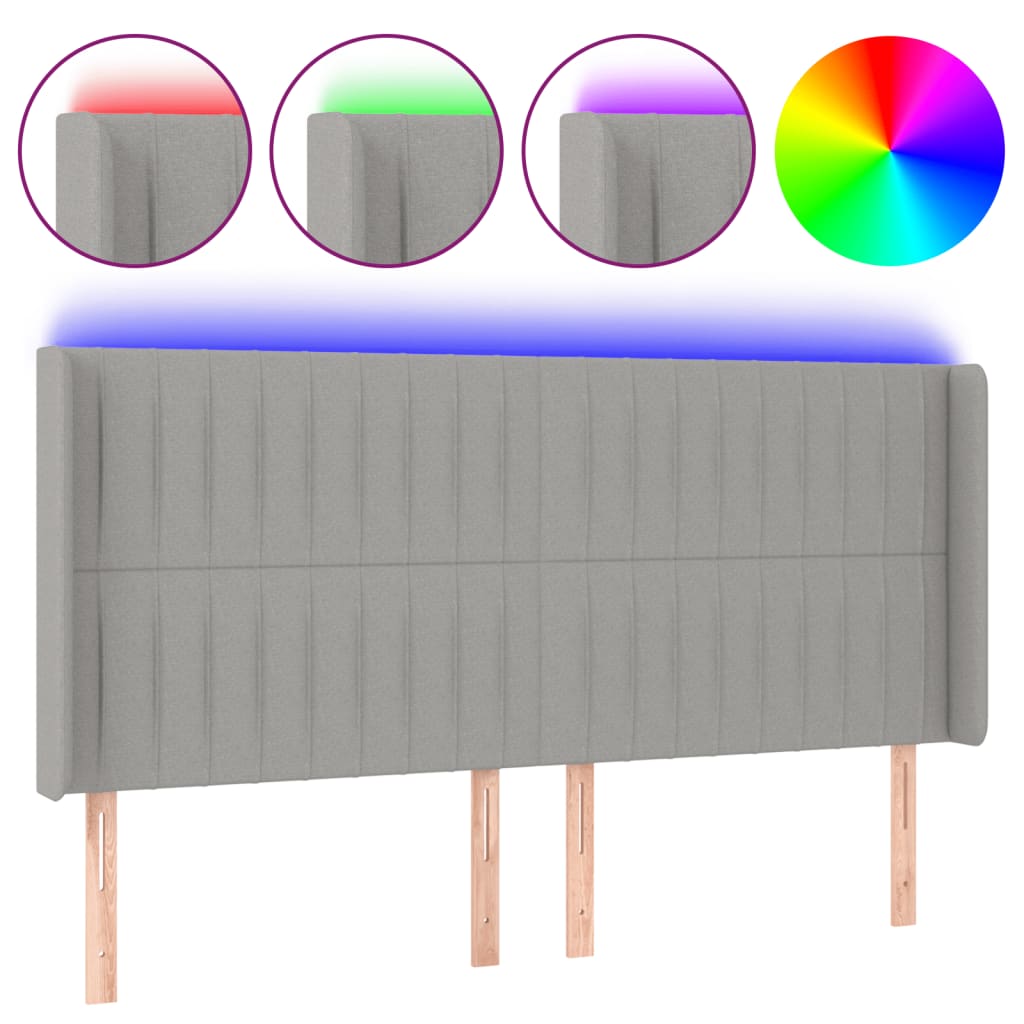 Tête de lit à LED Gris clair 163x16x118/128 cm Tissu - XIOS