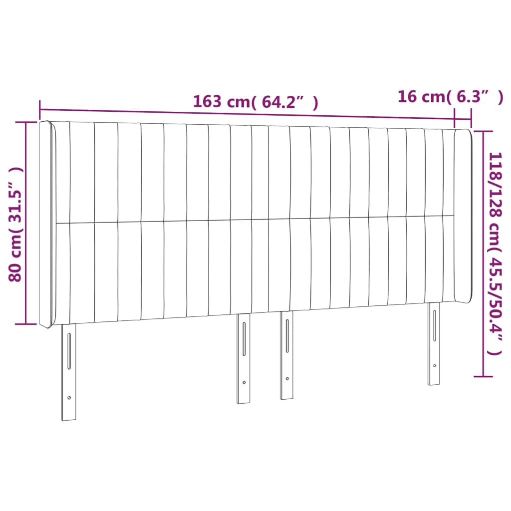 Tête de lit à LED Gris clair 163x16x118/128 cm Tissu - XIOS