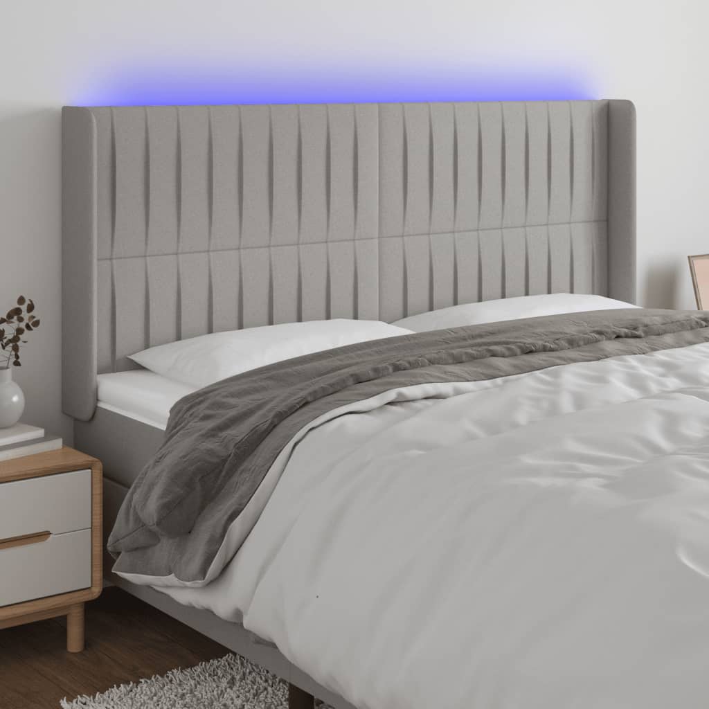 Tête de lit à LED Gris clair 163x16x118/128 cm Tissu - XIOS