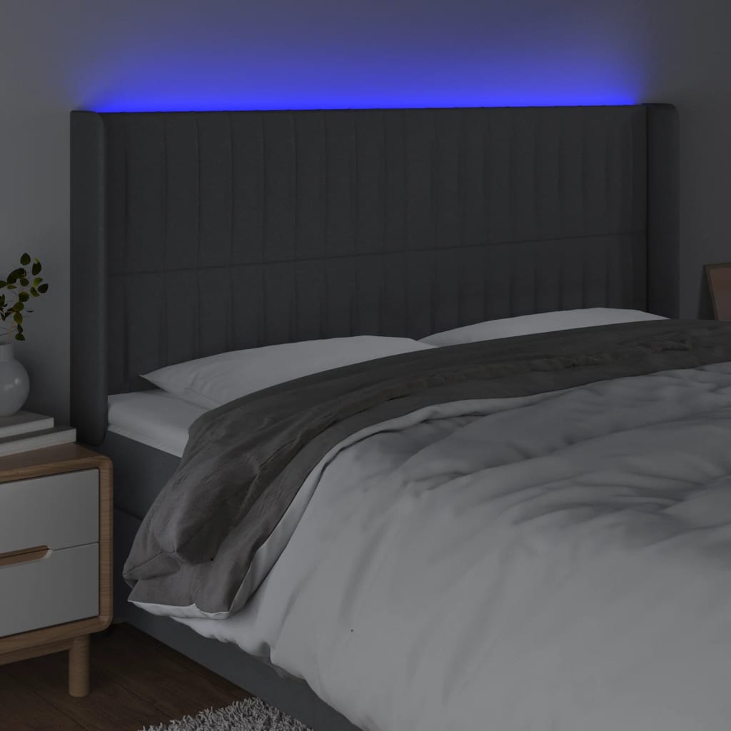 Tête de lit à LED Gris foncé 163x16x118/128 cm Tissu - XIOS
