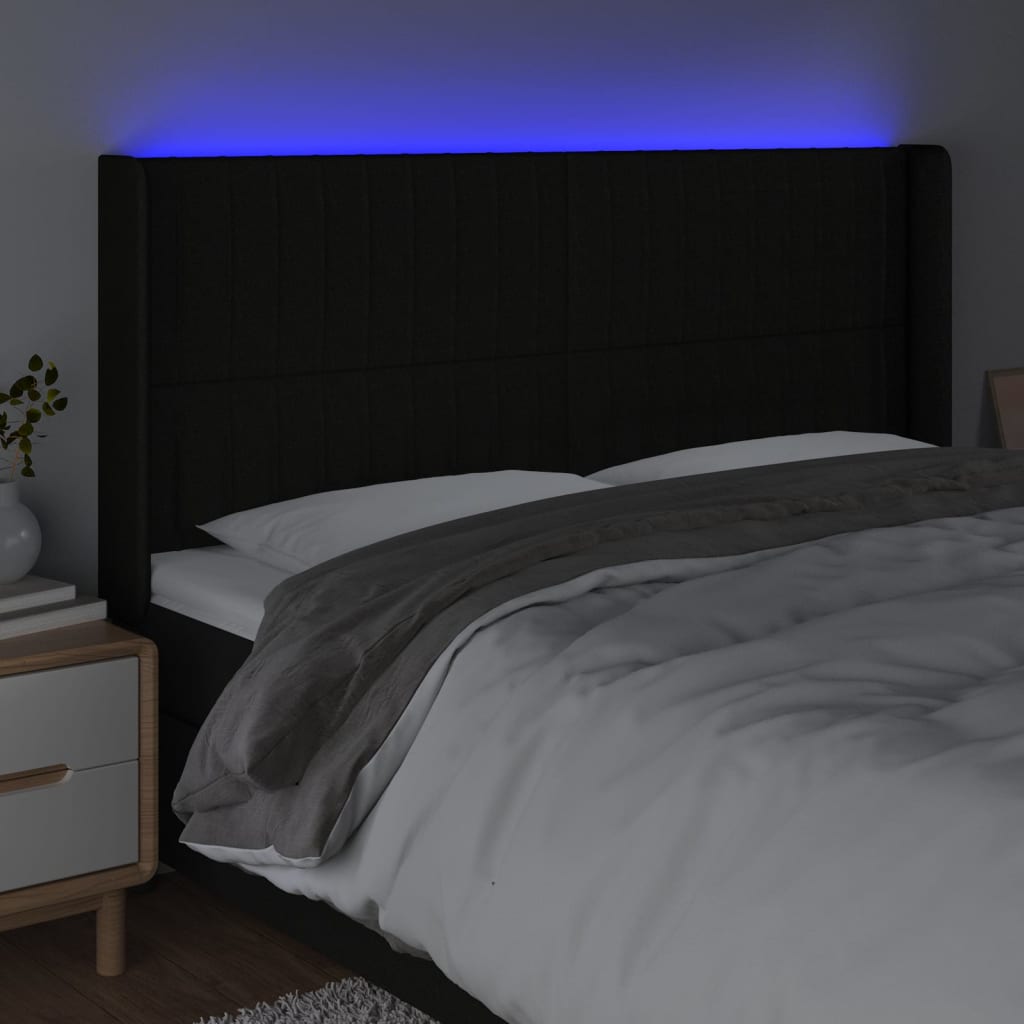 Tête de lit à LED Noir 163x16x118/128 cm Tissu - XIOS