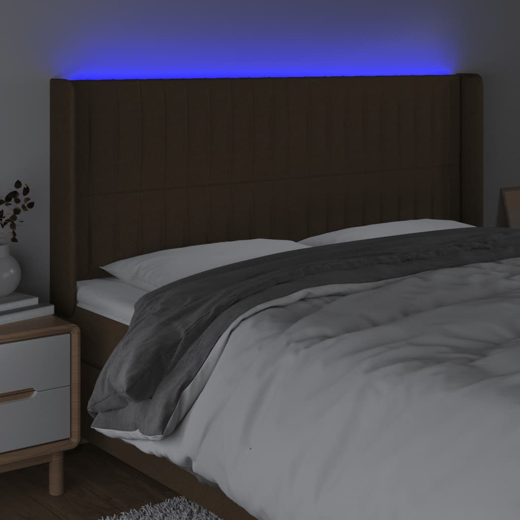 Tête de lit à LED Marron foncé 163x16x118/128 cm Tissu - XIOS