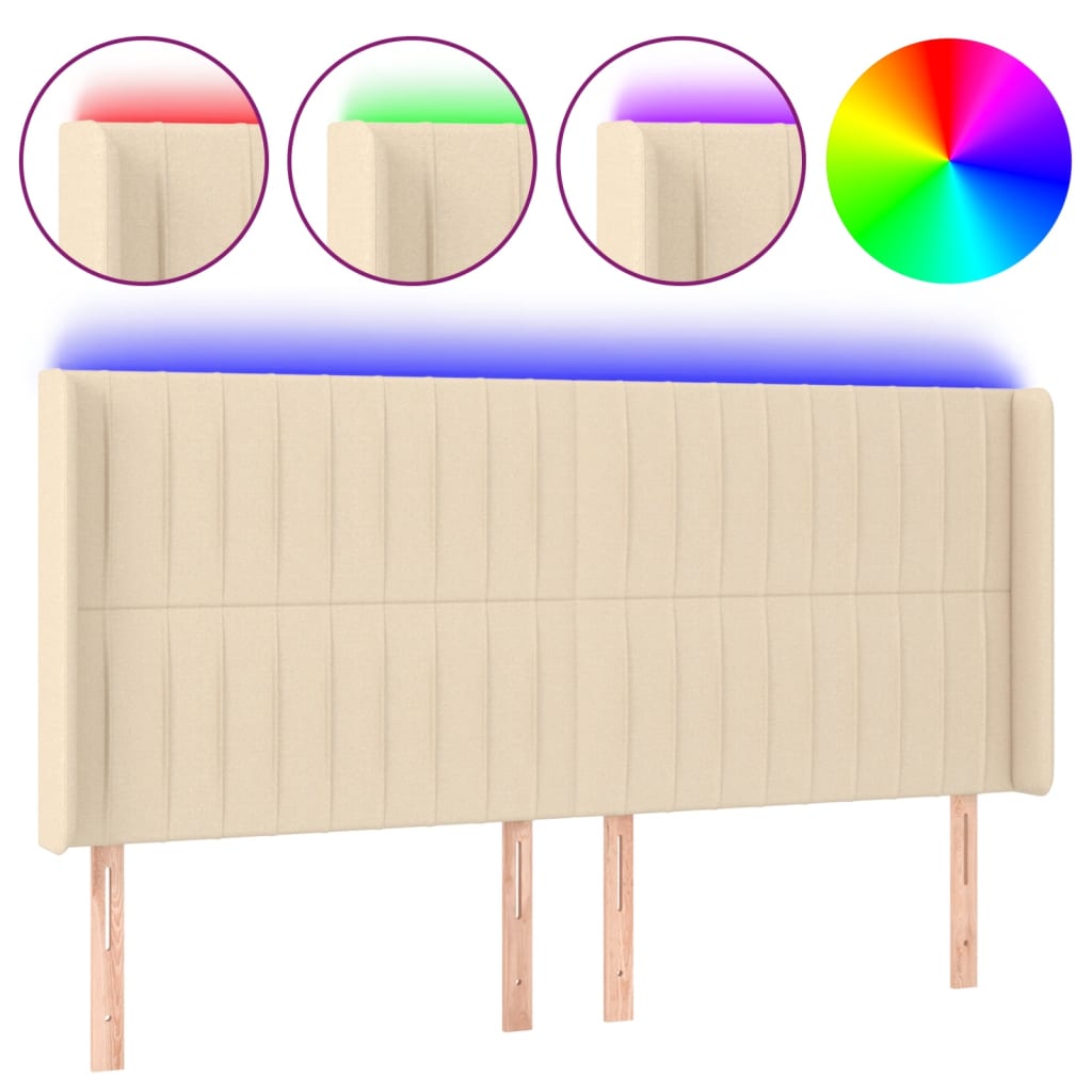 Tête de lit à LED Crème 163x16x118/128 cm Tissu - XIOS