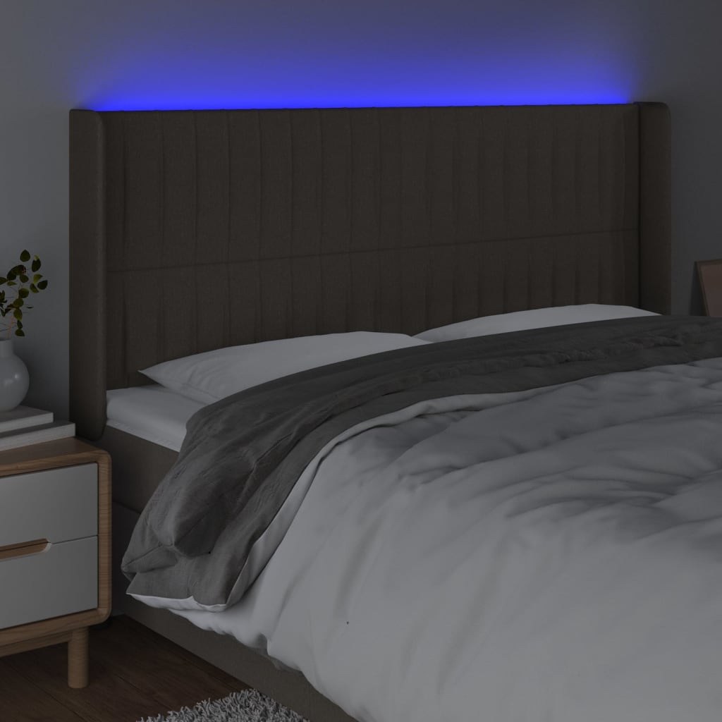 Tête de lit à LED Taupe 203x16x118/128 cm Tissu - XIOS