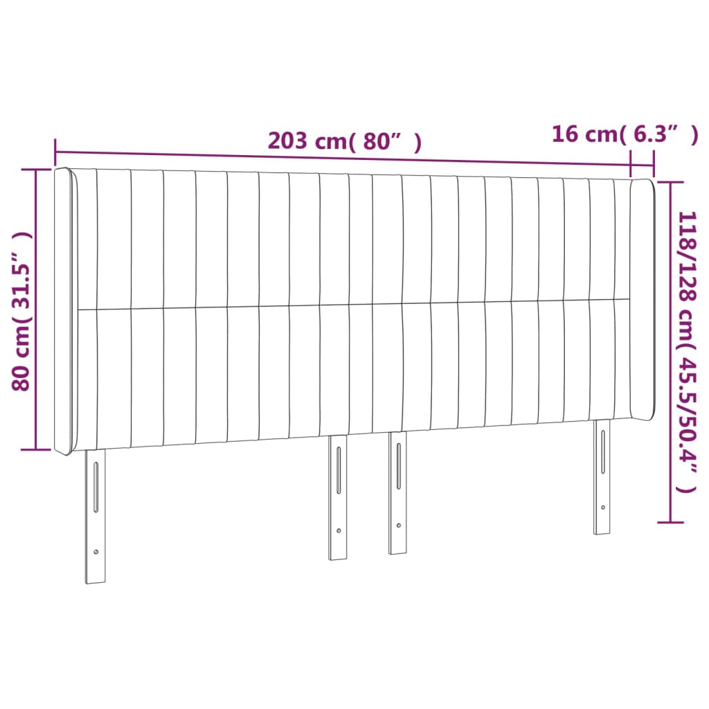 Tête de lit à LED Taupe 203x16x118/128 cm Tissu - XIOS
