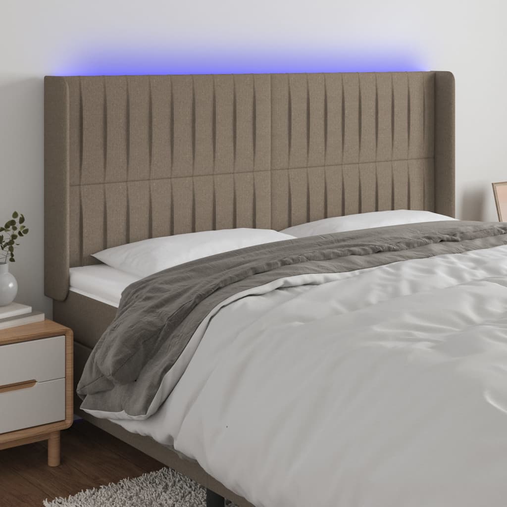 Tête de lit à LED Taupe 203x16x118/128 cm Tissu - XIOS