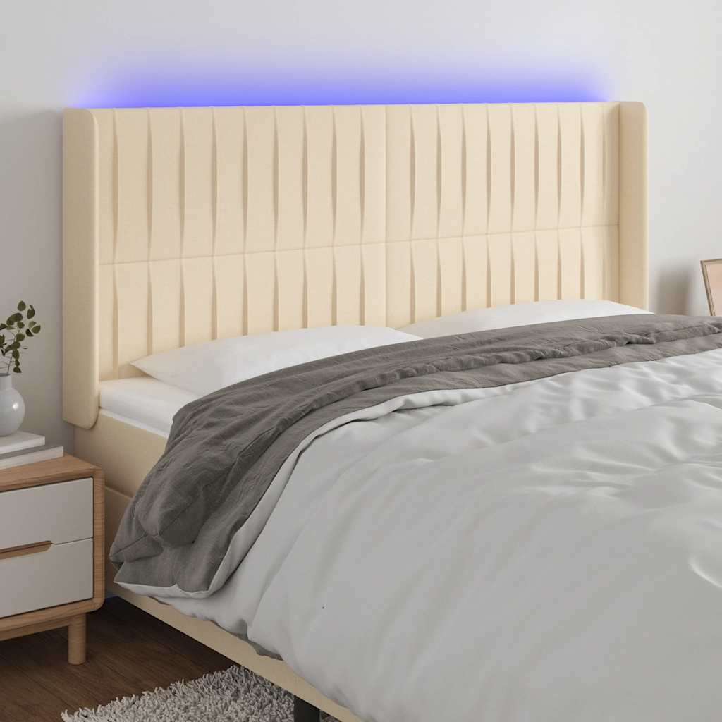 Tête de lit à LED Crème 203x16x118/128 cm Tissu - XIOS
