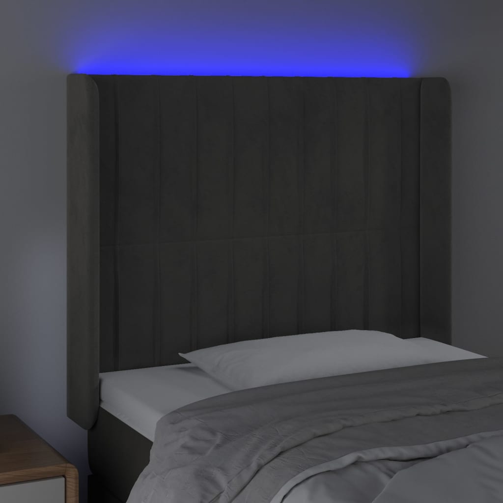 Tête de lit à LED Gris foncé 83x16x118/128 cm Velours - XIOS