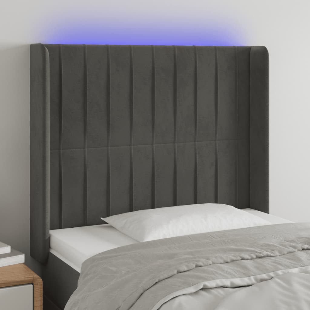 Tête de lit à LED Gris foncé 83x16x118/128 cm Velours - XIOS
