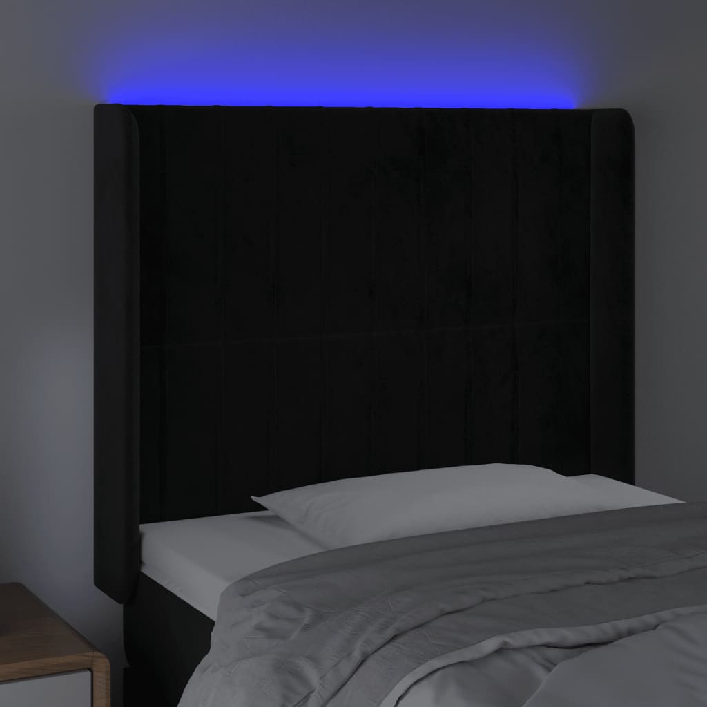 Tête de lit à LED Noir 83x16x118/128 cm Velours - XIOS