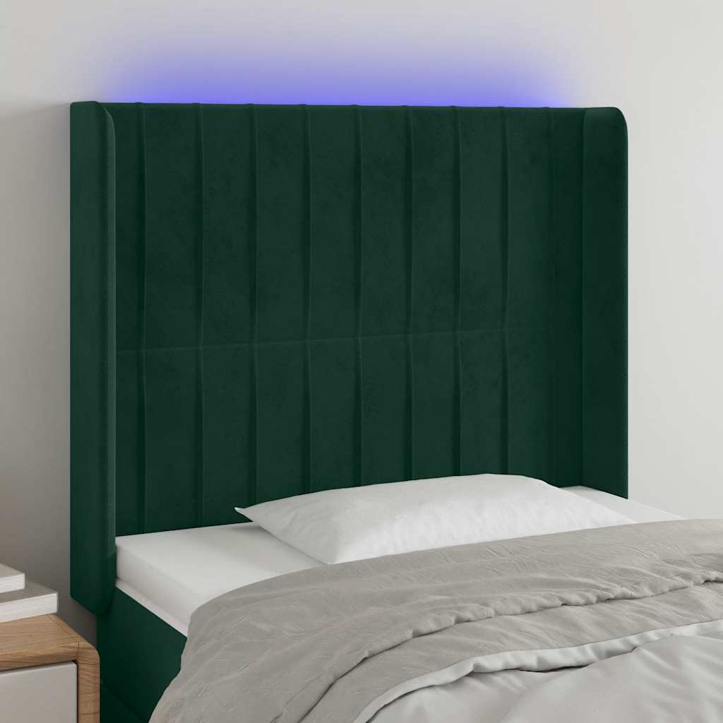 Tête de lit à LED Vert foncé 83x16x118/128 cm Velours - XIOS