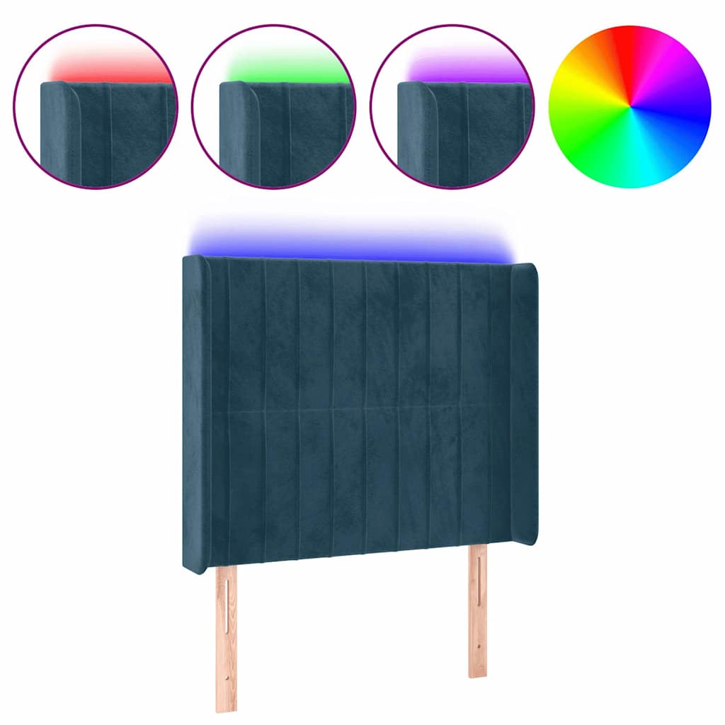 Tête de lit à LED Bleu foncé 83x16x118/128 cm Velours - XIOS