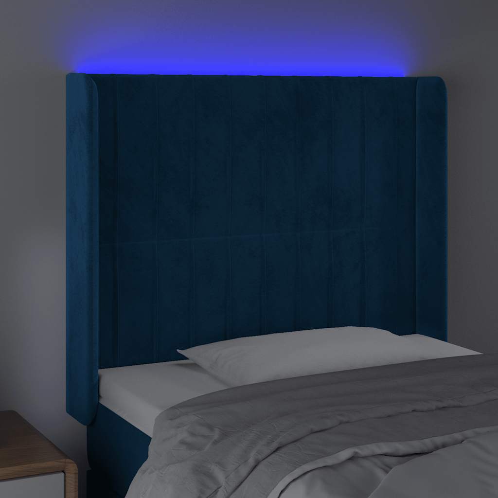 Tête de lit à LED Bleu foncé 83x16x118/128 cm Velours - XIOS
