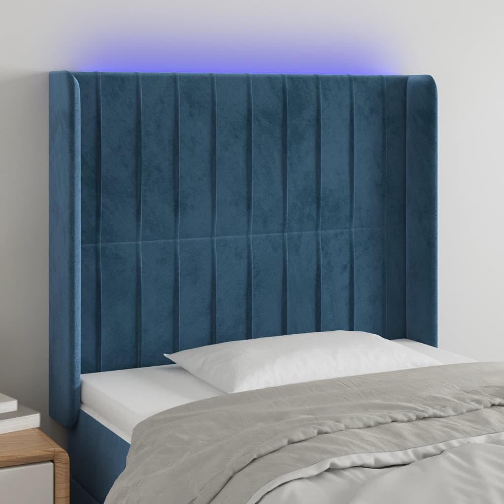 Tête de lit à LED Bleu foncé 83x16x118/128 cm Velours - XIOS