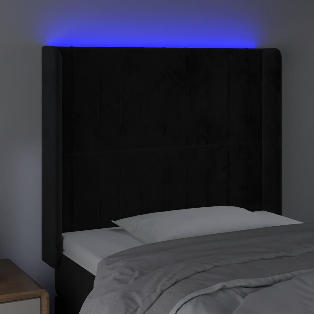 Tête de lit à LED Noir 93x16x118/128 cm Velours - XIOS