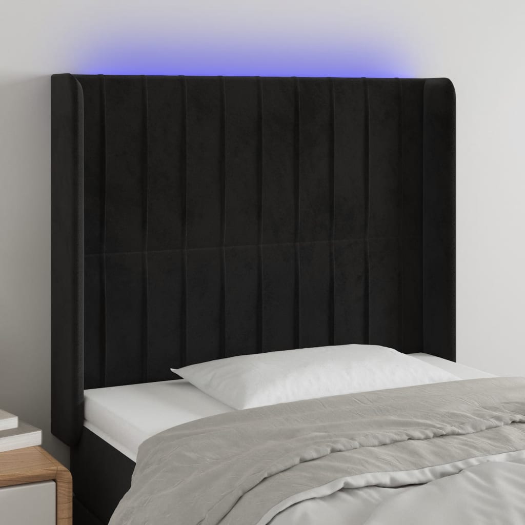 Tête de lit à LED Noir 93x16x118/128 cm Velours - XIOS