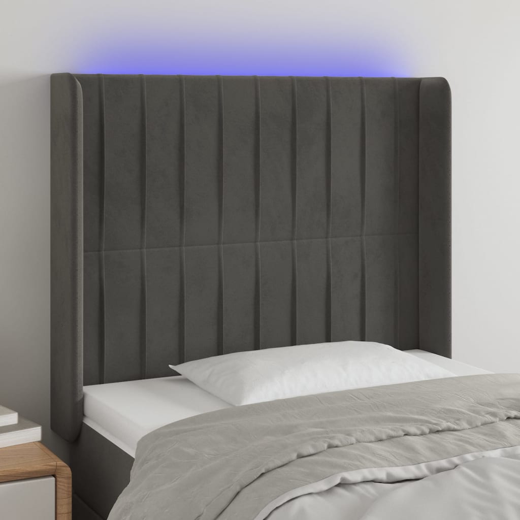 Tête de lit à LED Gris foncé 103x16x118/128 cm Velours - XIOS