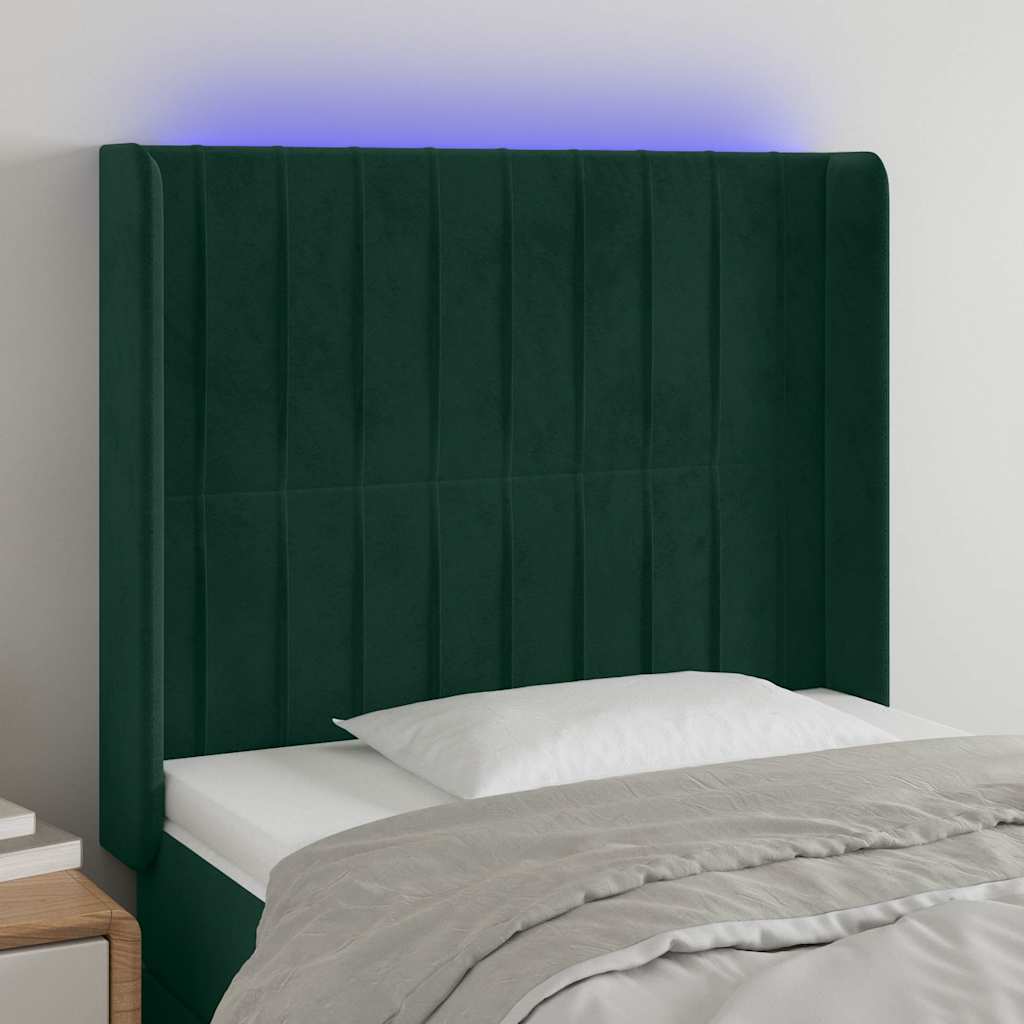 Tête de lit à LED Vert foncé 103x16x118/128 cm Velours - XIOS