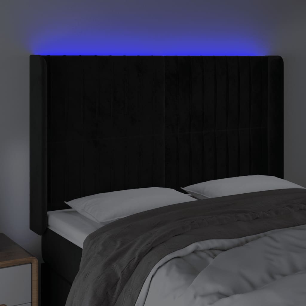 Tête de lit à LED Noir 147x16x118/128 cm Velours - XIOS