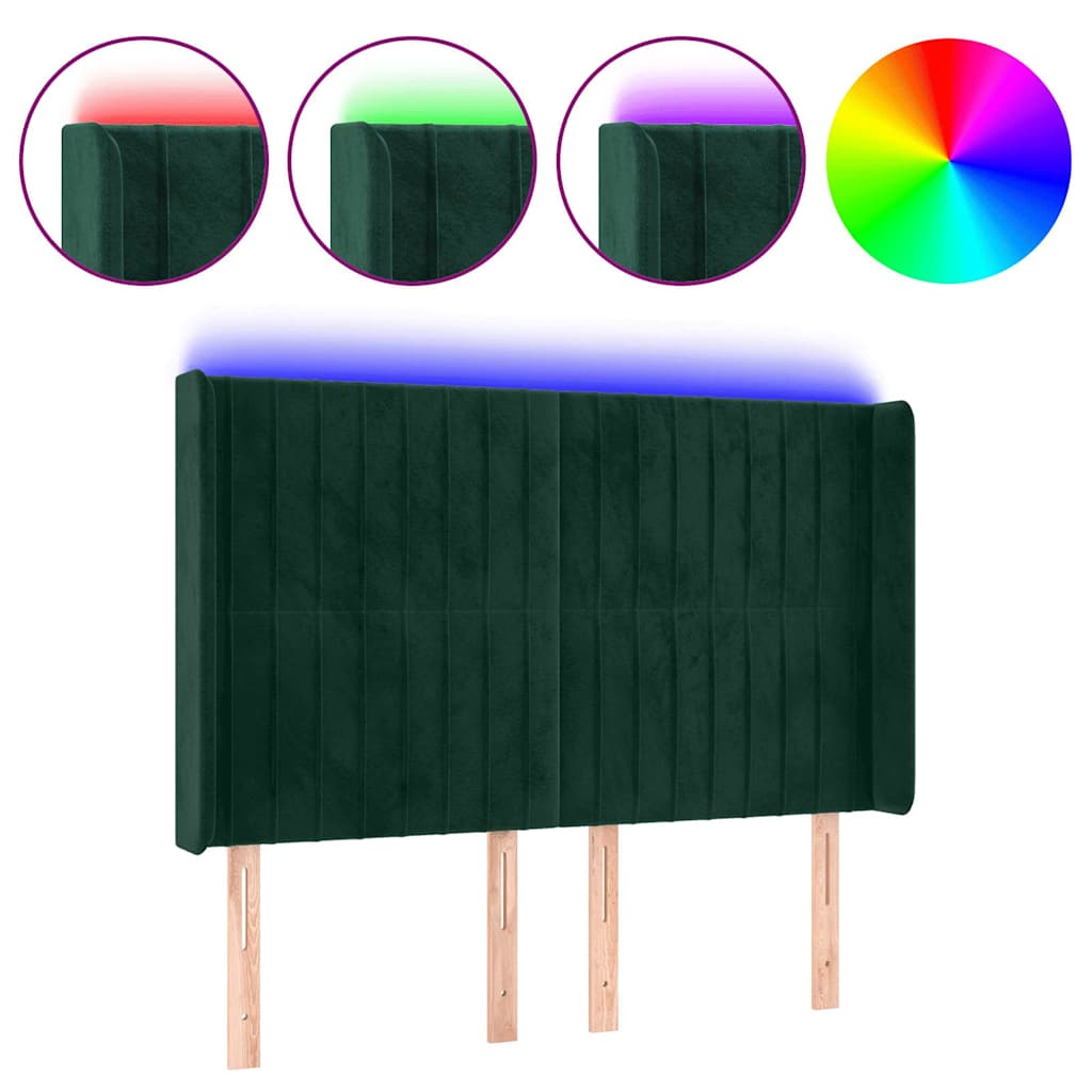 Tête de lit à LED Vert foncé 147x16x118/128 cm Velours - XIOS