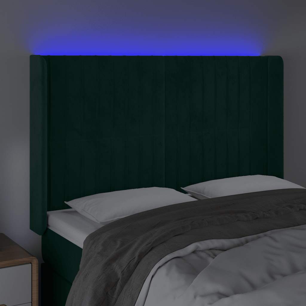 Tête de lit à LED Vert foncé 147x16x118/128 cm Velours - XIOS