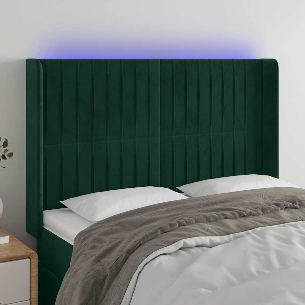 Tête de lit à LED Vert foncé 147x16x118/128 cm Velours - XIOS