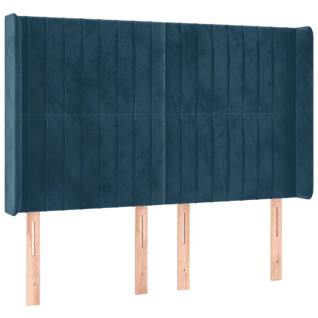 Tête de lit à LED Bleu foncé 147x16x118/128 cm Velours