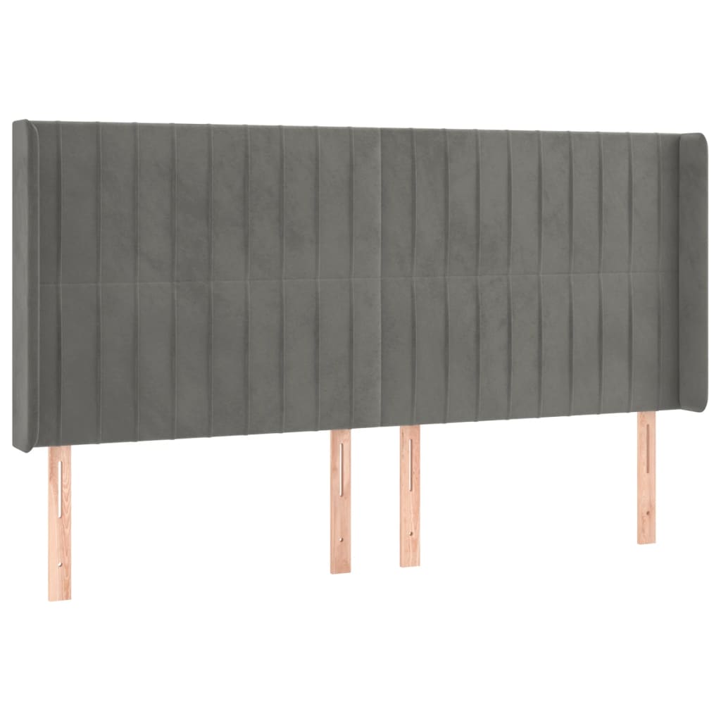 Tête de lit à LED Gris clair 163x16x118/128 cm Velours - XIOS
