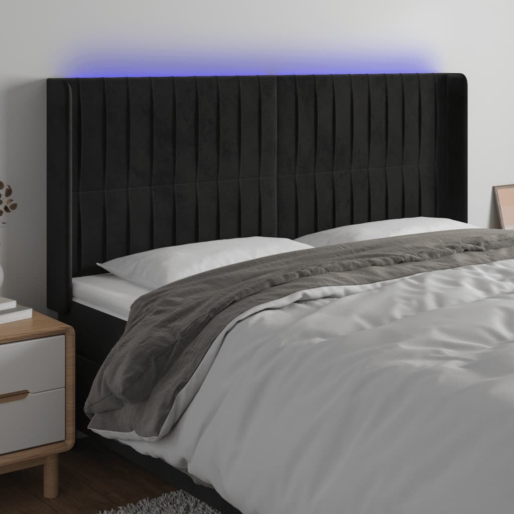 Tête de lit à LED Noir 163x16x118/128 cm Velours - XIOS
