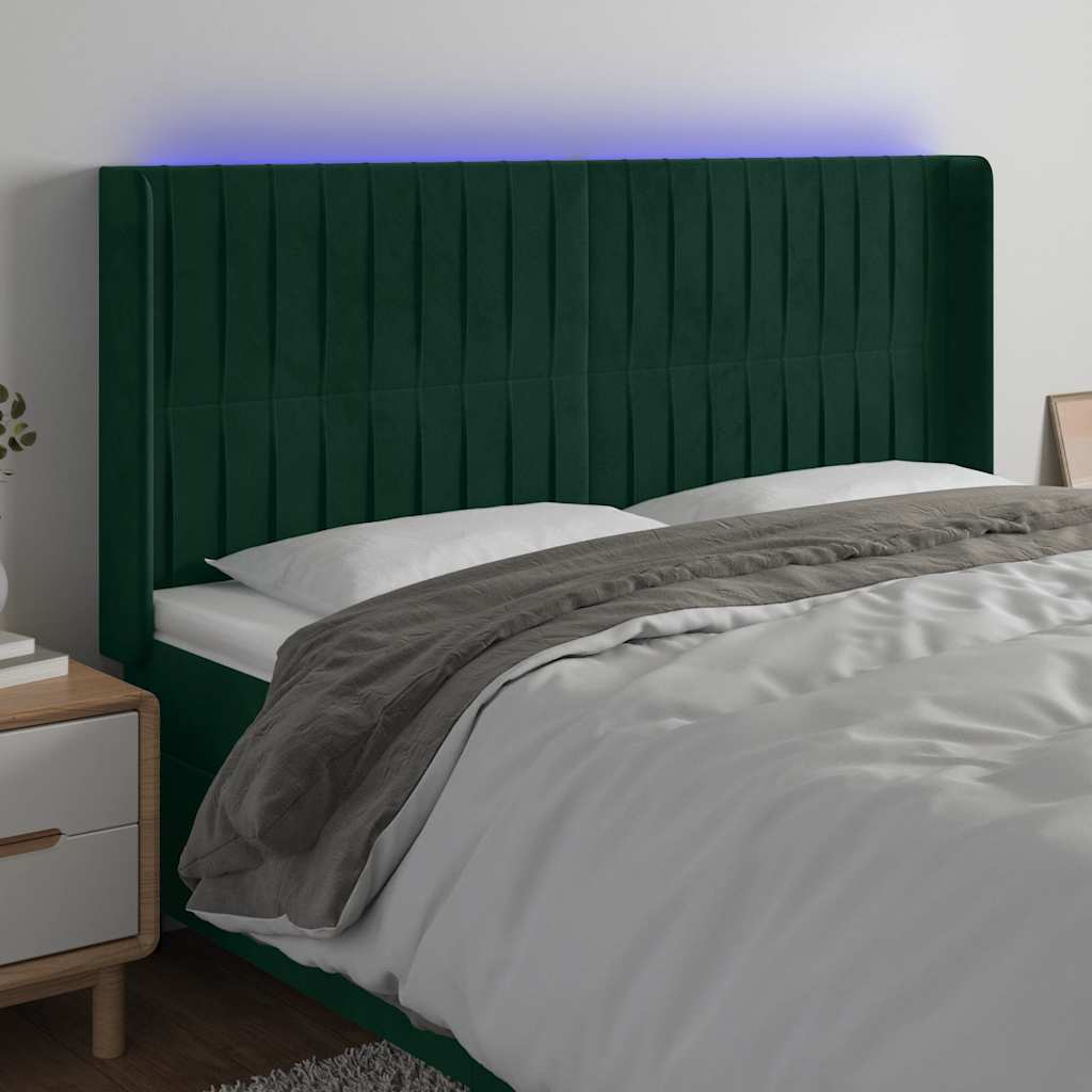Tête de lit à LED Vert foncé 163x16x118/128 cm Velours - XIOS