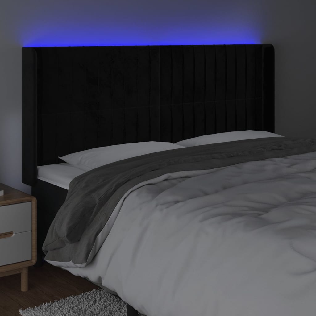 Tête de lit à LED Noir 203x16x118/128 cm Velours - XIOS