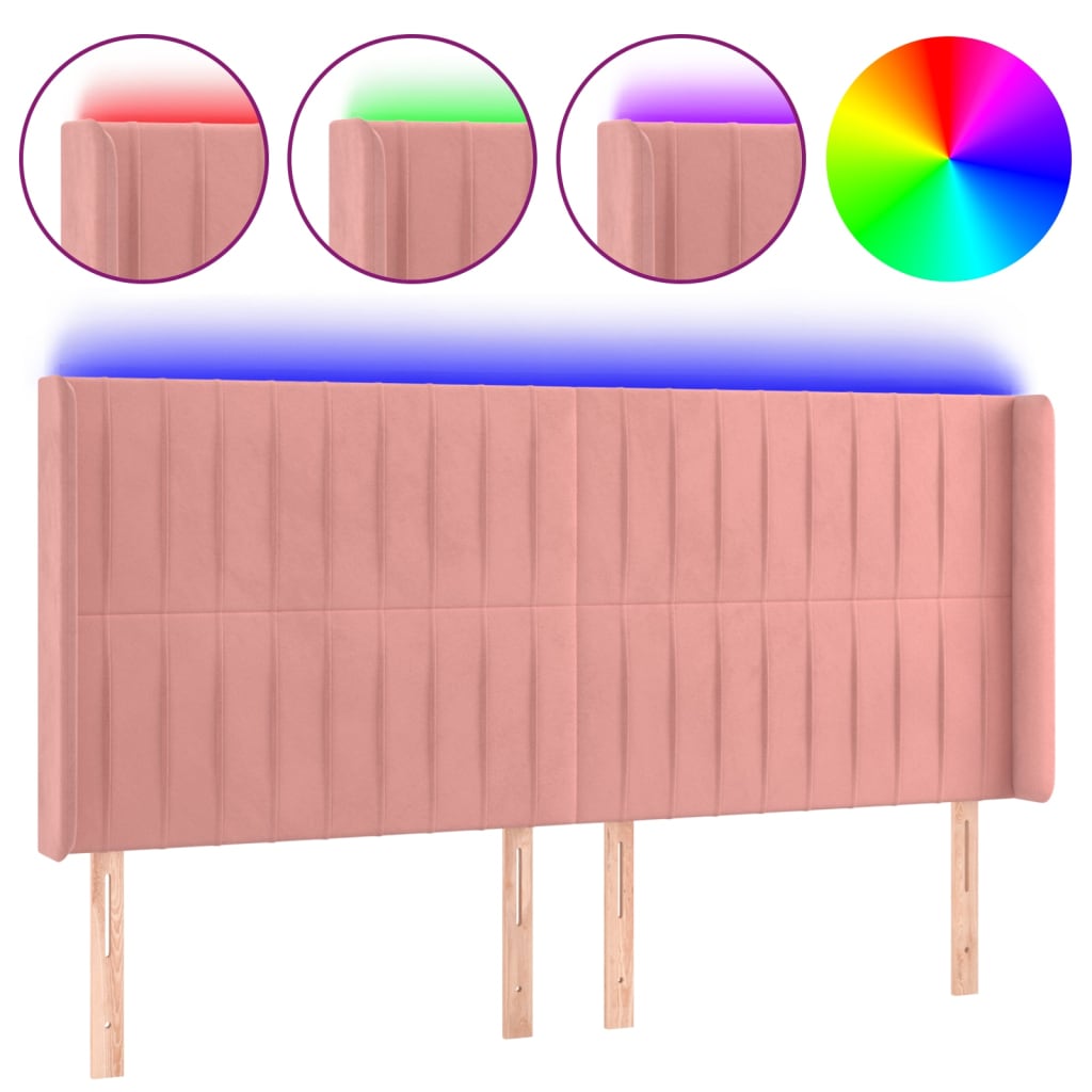 Tête de lit à LED Rose 203x16x118/128 cm Velours - XIOS