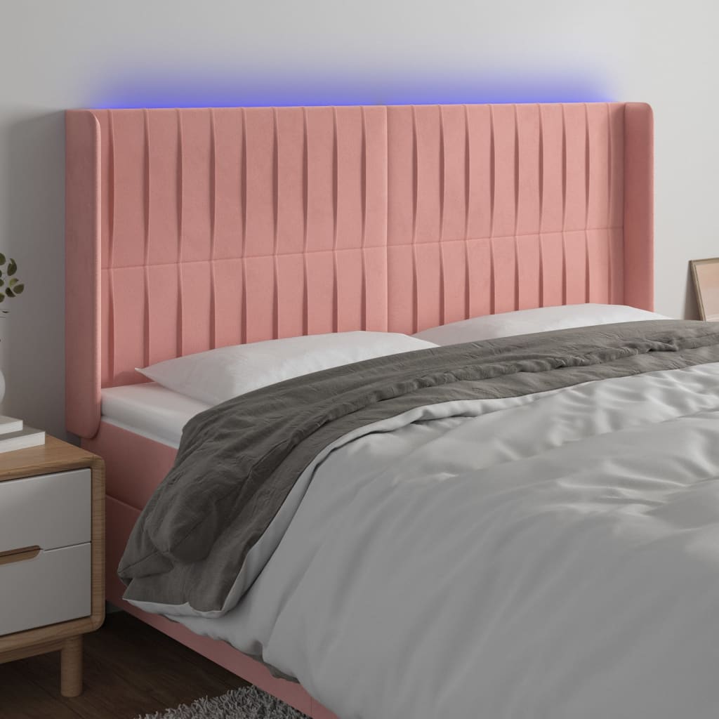 Tête de lit à LED Rose 203x16x118/128 cm Velours - XIOS