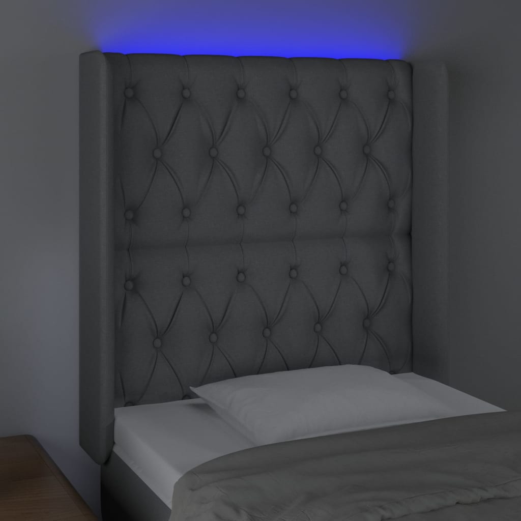 Tête de lit à LED Gris clair 83x16x118/128 cm Tissu - XIOS