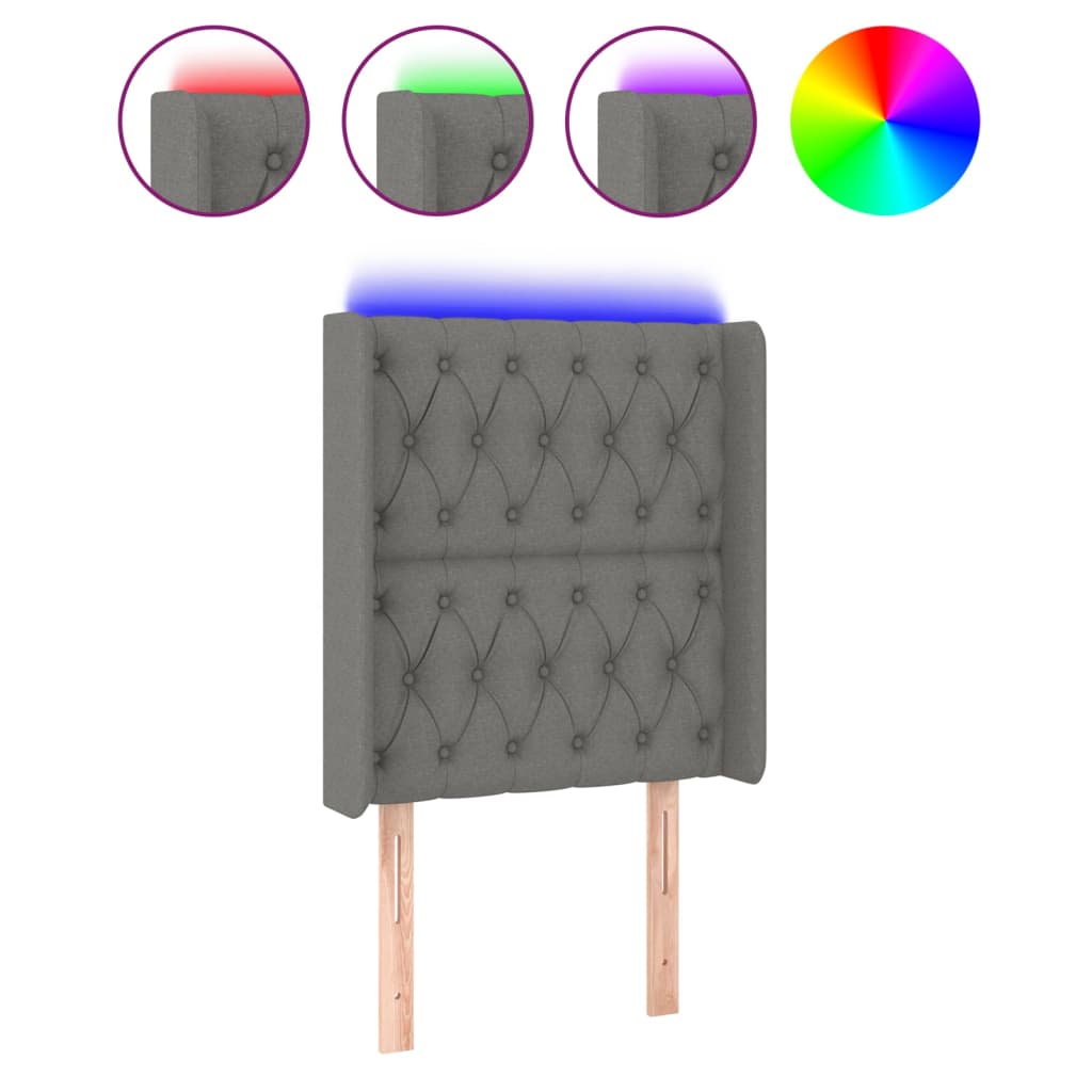 Tête de lit à LED Gris foncé 83x16x118/128 cm Tissu - XIOS