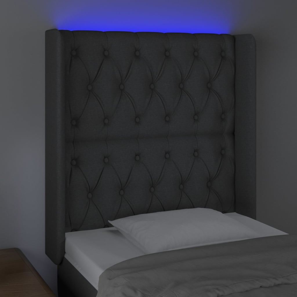Tête de lit à LED Gris foncé 83x16x118/128 cm Tissu - XIOS