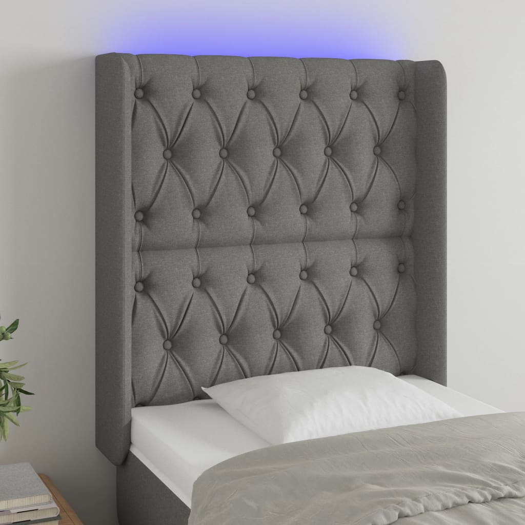 Tête de lit à LED Gris foncé 83x16x118/128 cm Tissu - XIOS