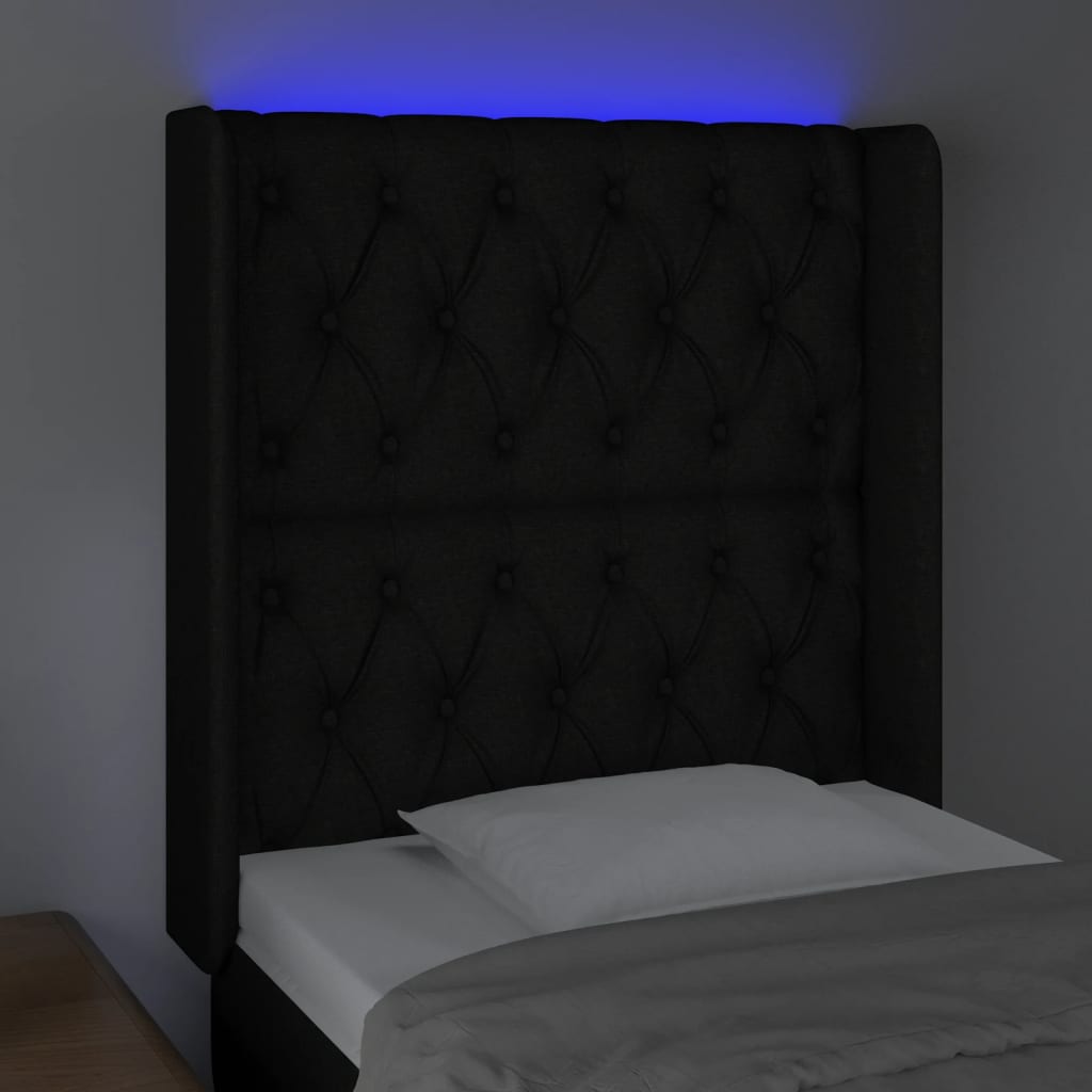 Tête de lit à LED Noir 83x16x118/128 cm Tissu - XIOS