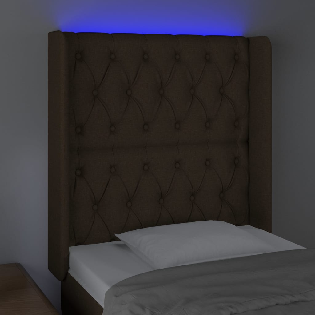 Tête de lit à LED Marron foncé 83x16x118/128 cm Tissu - XIOS