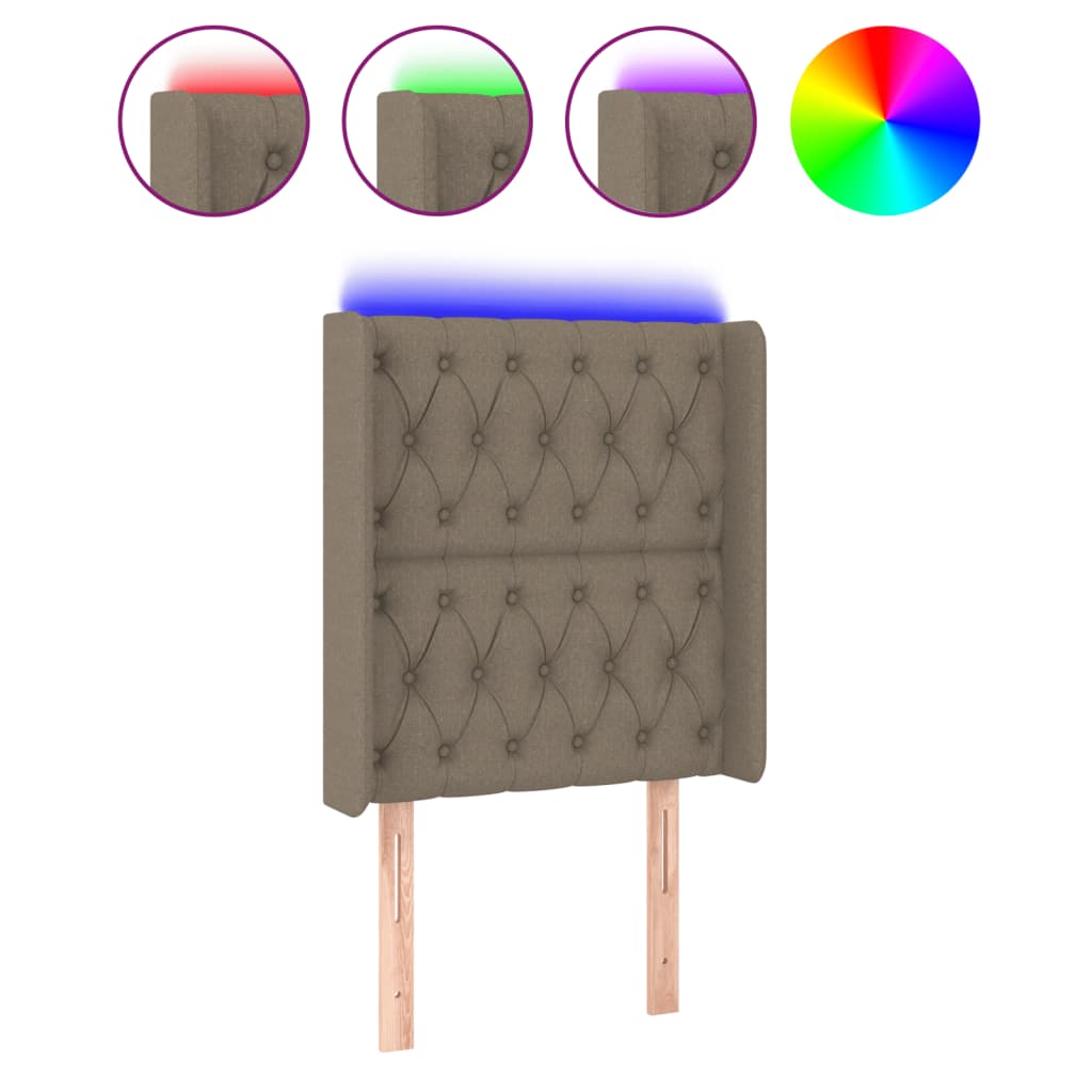 Tête de lit à LED Taupe 83x16x118/128 cm Tissu - XIOS