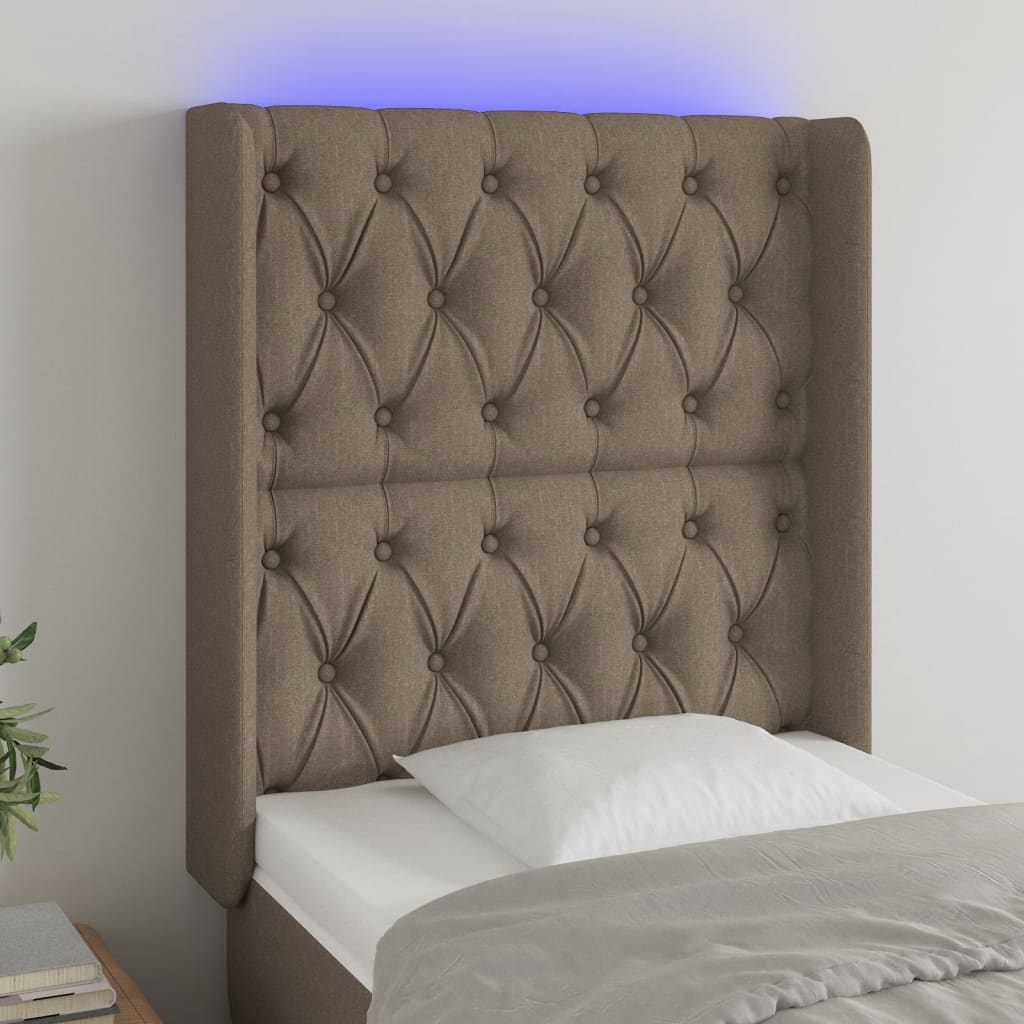 Tête de lit à LED Taupe 83x16x118/128 cm Tissu - XIOS
