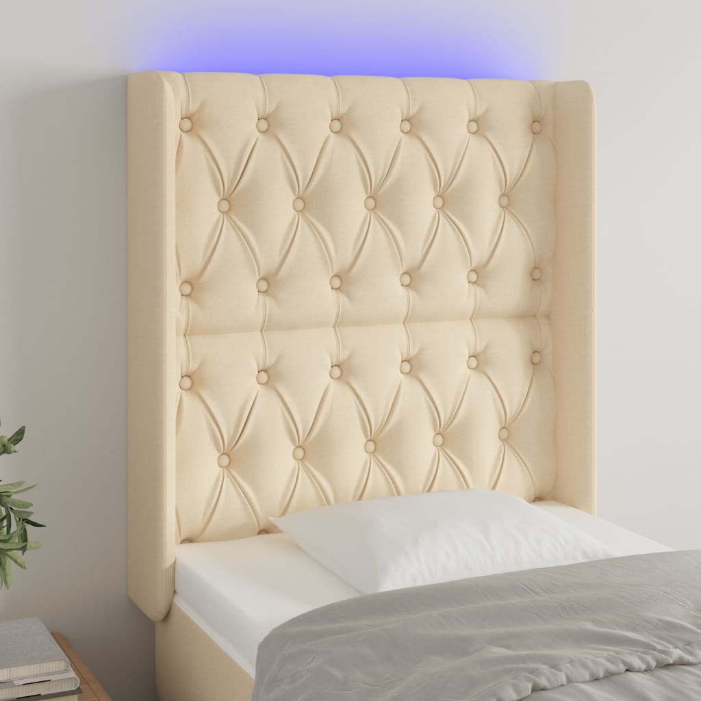 Tête de lit à LED Crème 83x16x118/128 cm Tissu - XIOS
