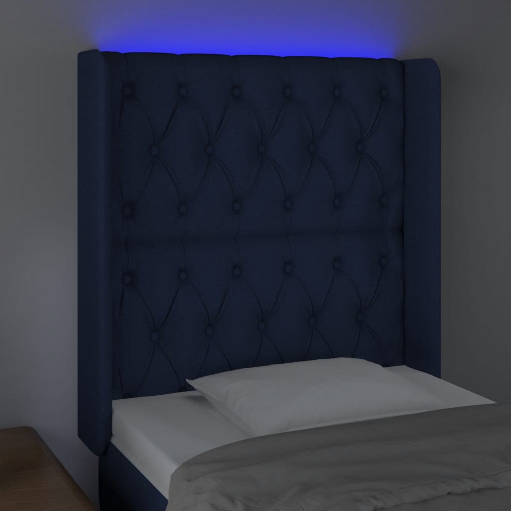 Tête de lit à LED Bleu 83x16x118/128 cm Tissu - XIOS