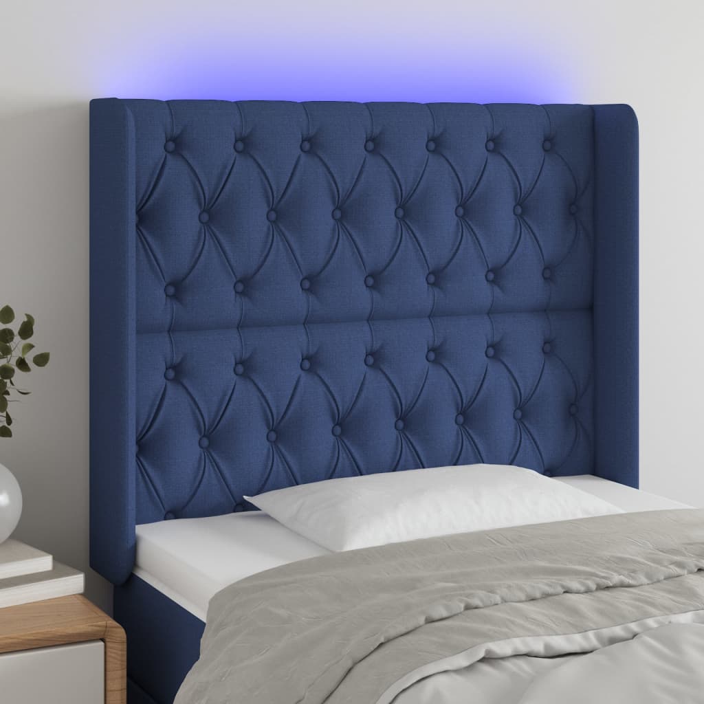 Tête de lit à LED Bleu 93x16x118/128 cm Tissu - XIOS