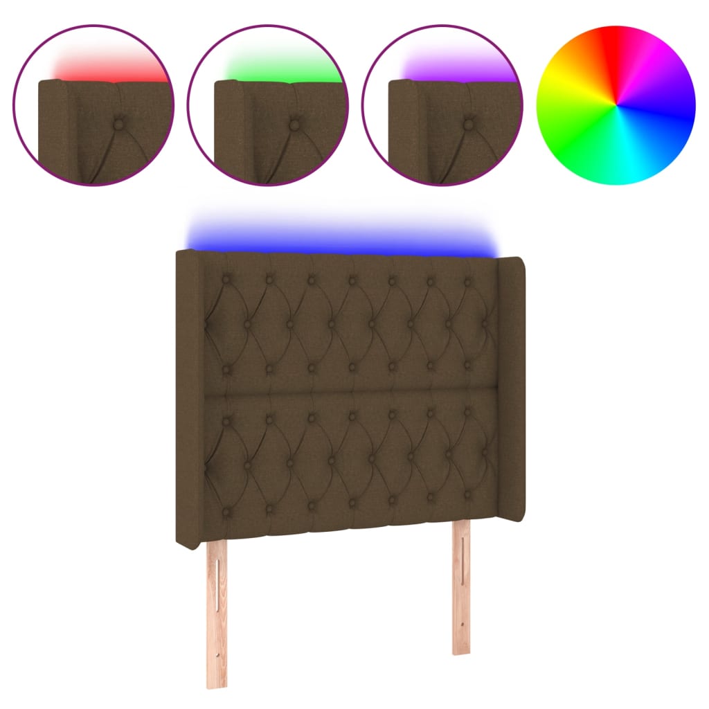 Tête de lit à LED Marron foncé 103x16x118/128 cm Tissu - XIOS