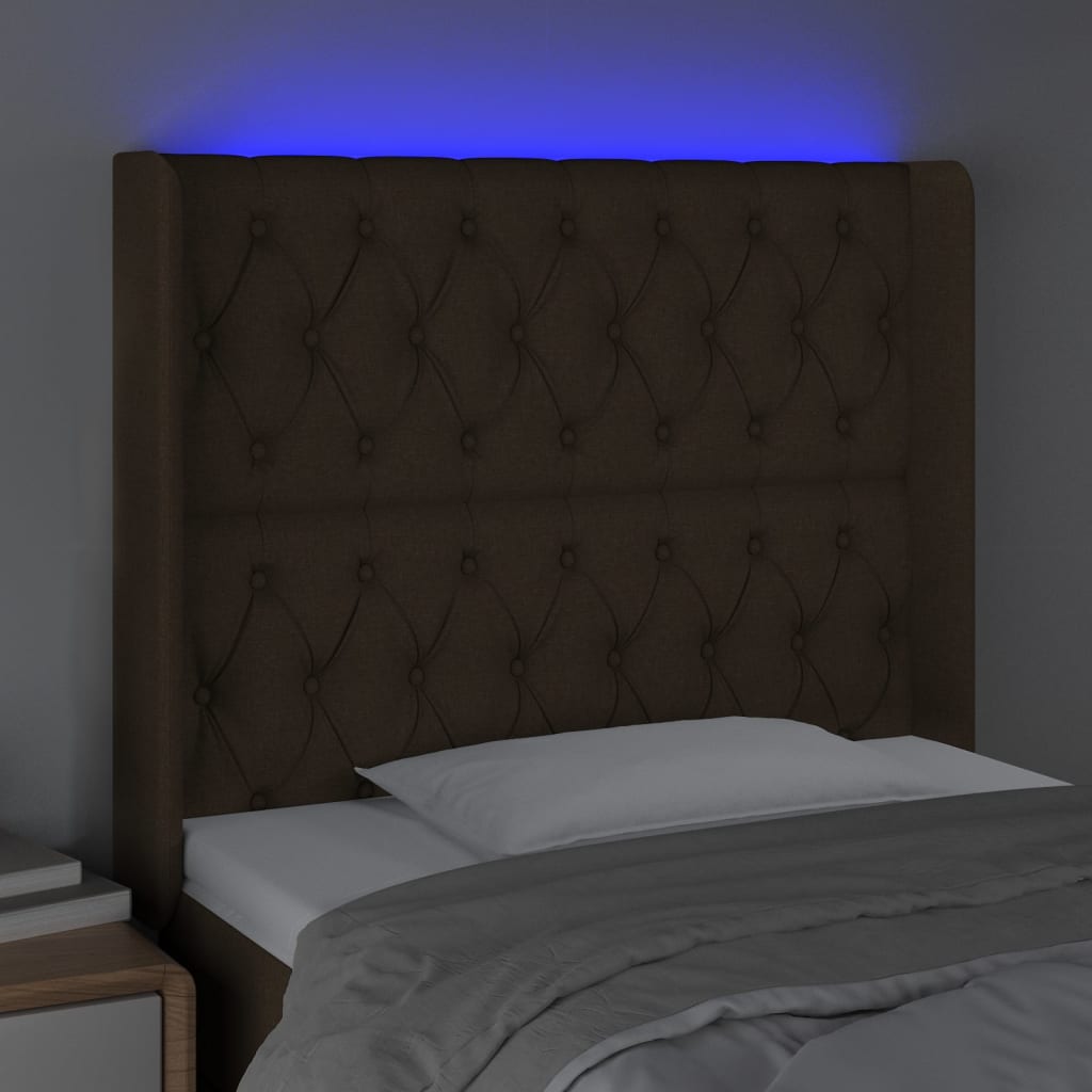Tête de lit à LED Marron foncé 103x16x118/128 cm Tissu - XIOS