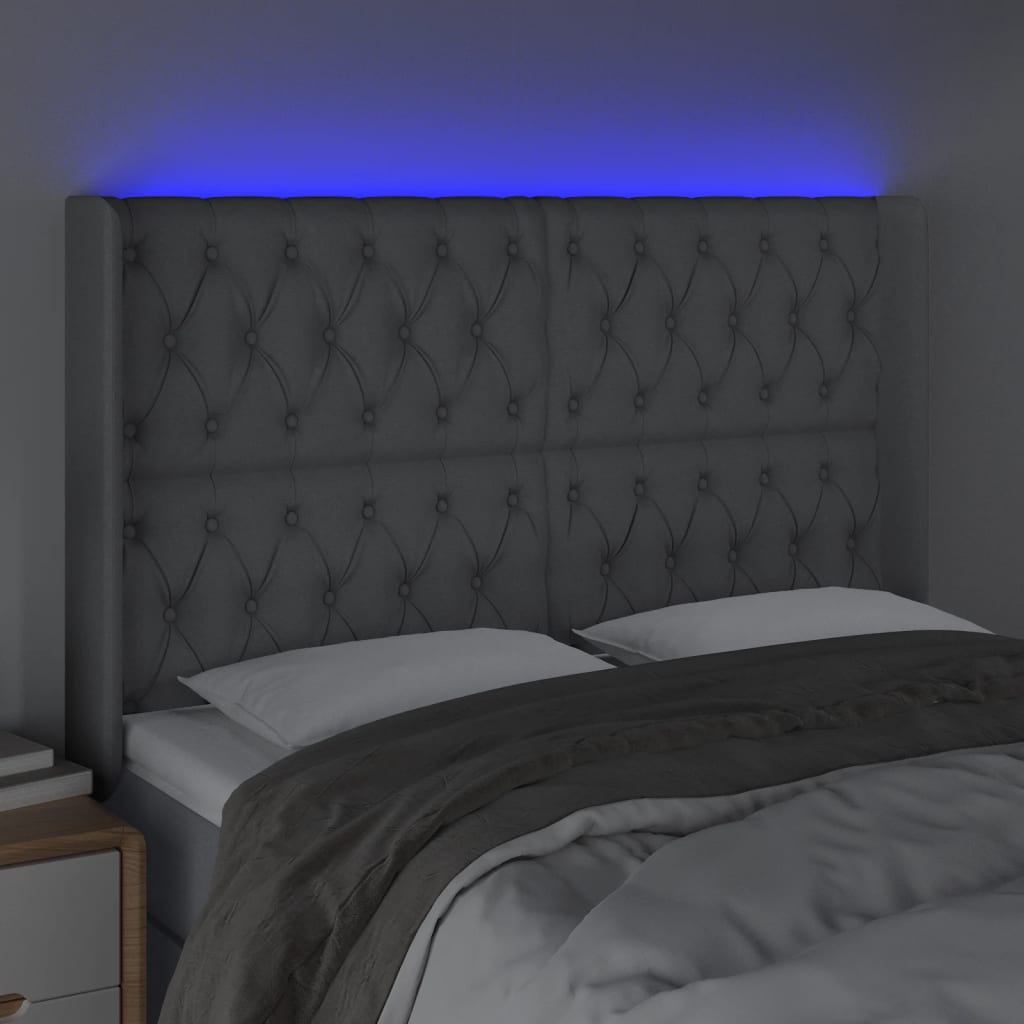 Tête de lit à LED Gris clair 147x16x118/128 cm Tissu - XIOS